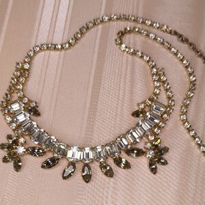 Vintage 60s Crystal Rhinestone Necklace Elegant Wedding Mid Century Modern